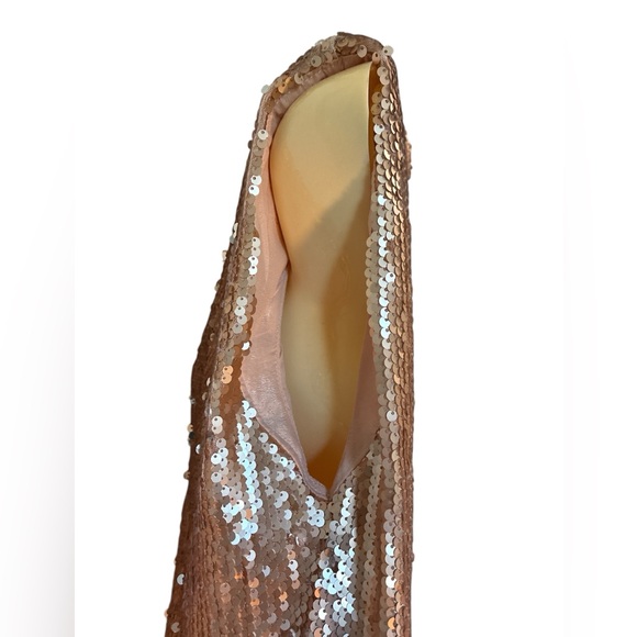 TCEC Sequin Top Sleeveless Back Zip Cropped Shiny Shimmering Holiday Gold Small - Picture 4 of 8